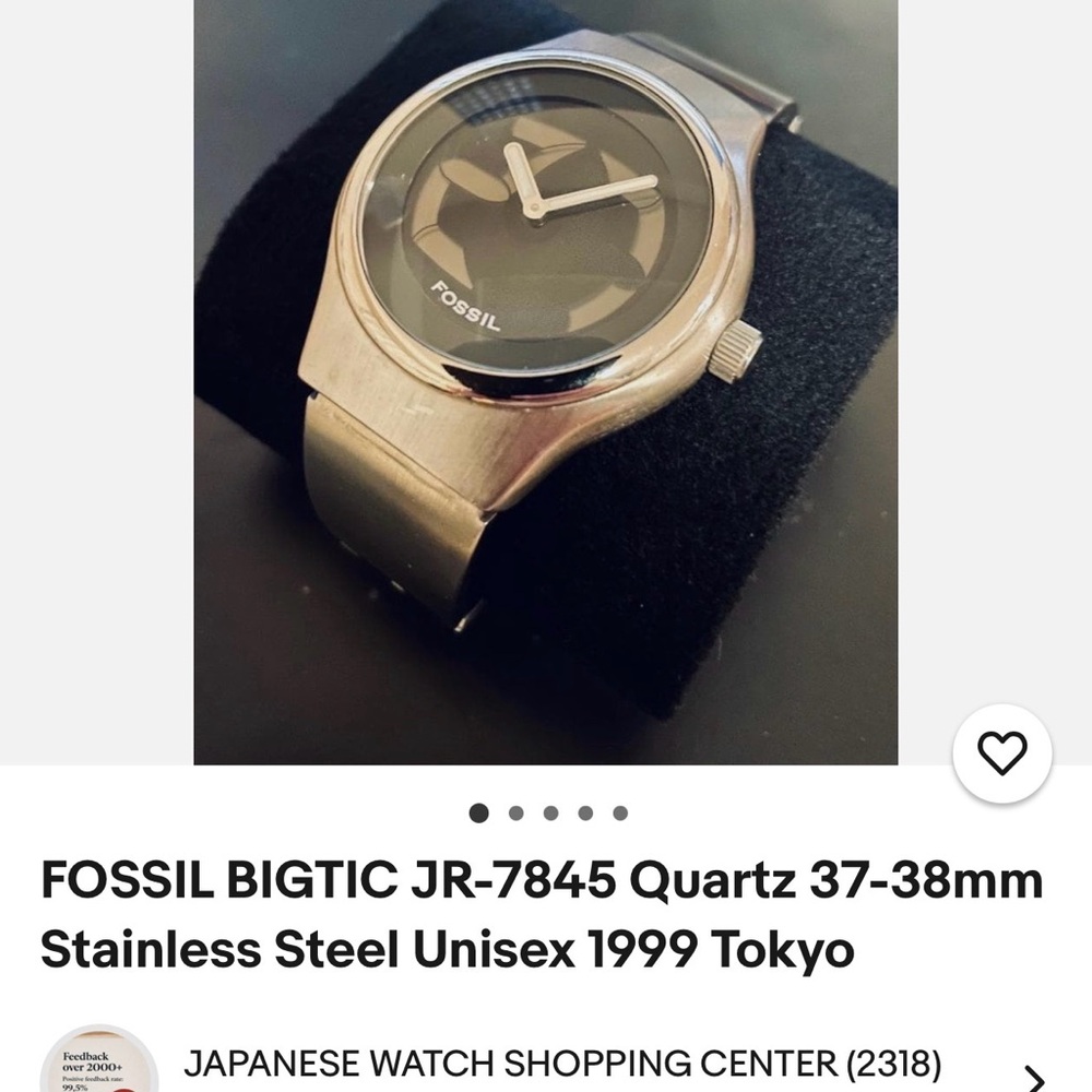 Fossil Stainless Steel Watch with Dark Gray Dial Retro Y2K